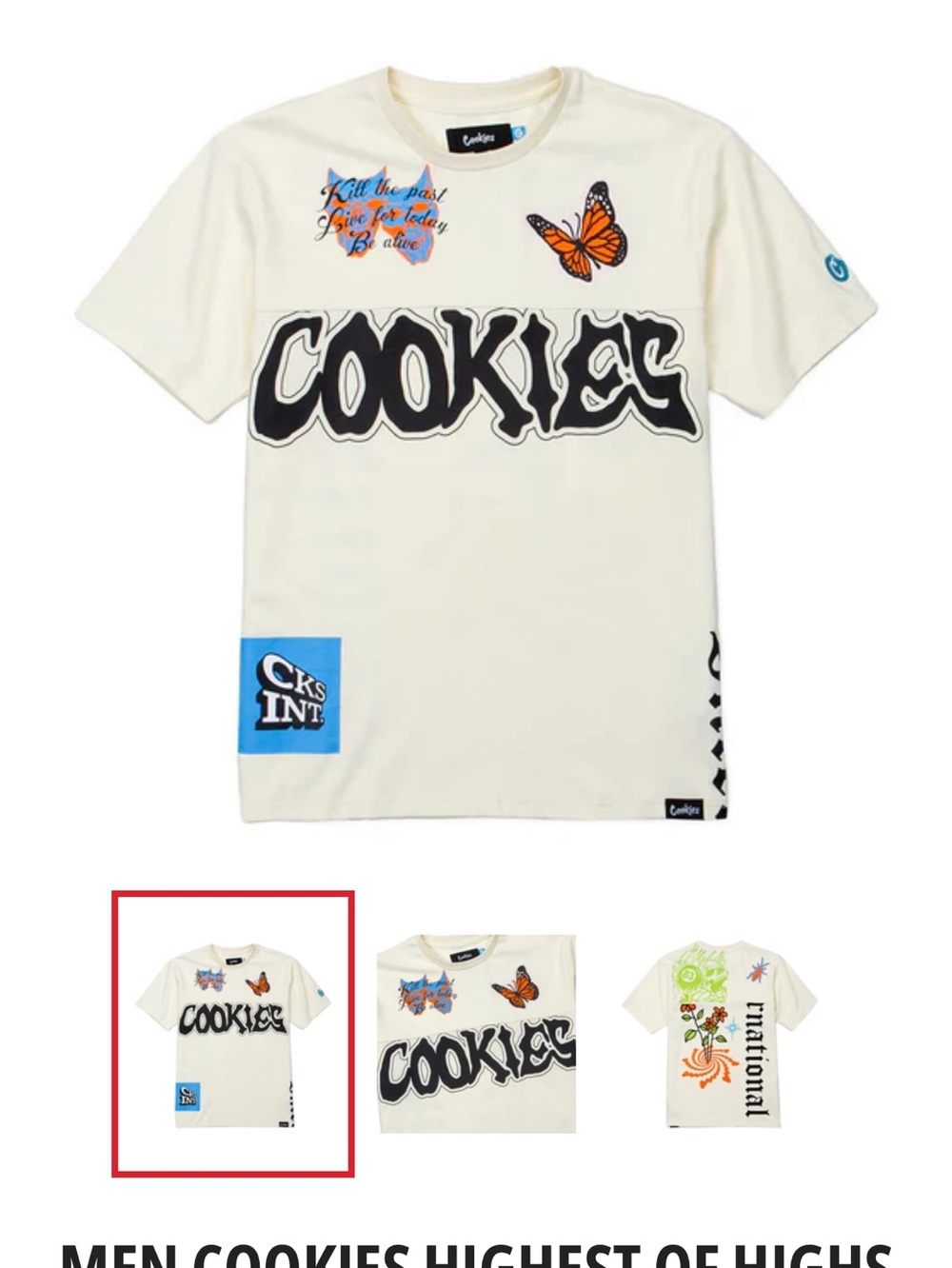 Cookies Cream Graphic Logo T‑Shirt with Butterfly